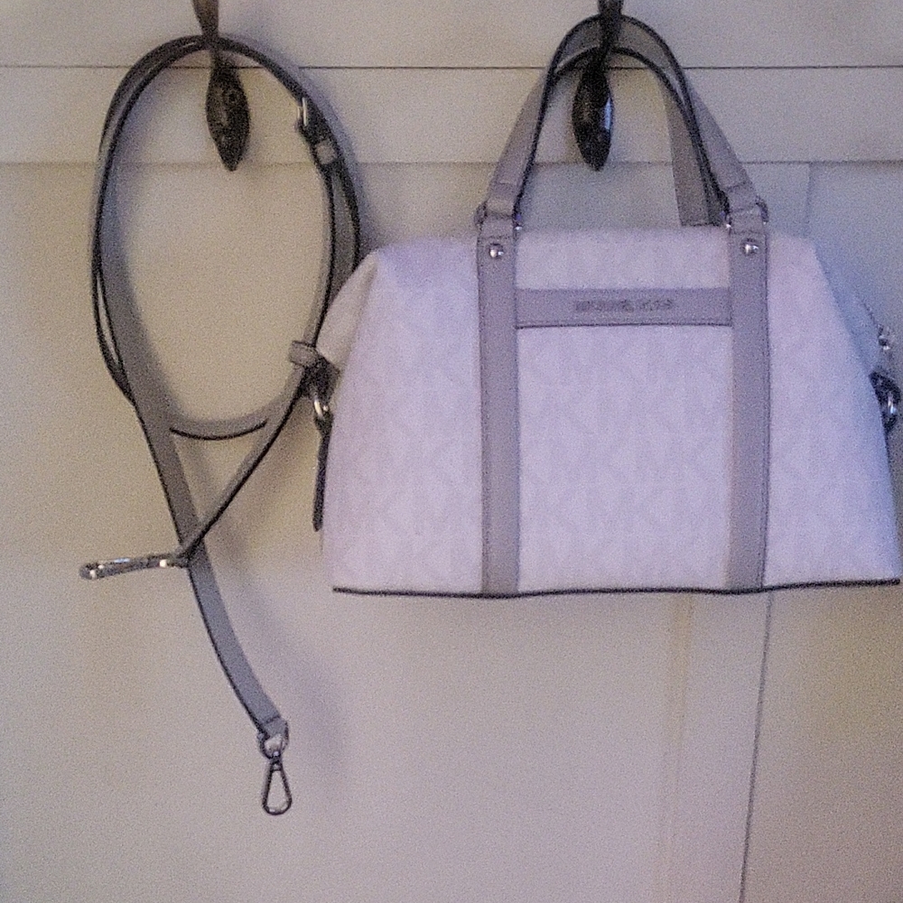 Michael Kors White and Gray Satchel